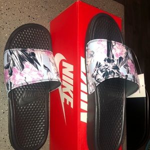 Floral Nike Slides